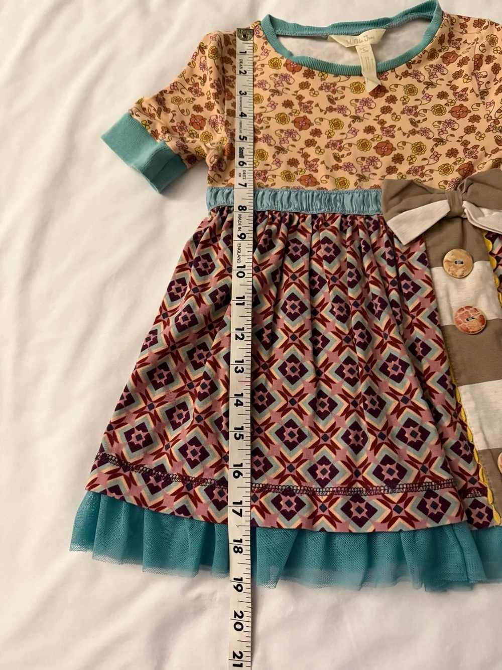 Matilda Jane Girls Floral & Geometric Layered Dress with Ruffle Leggings